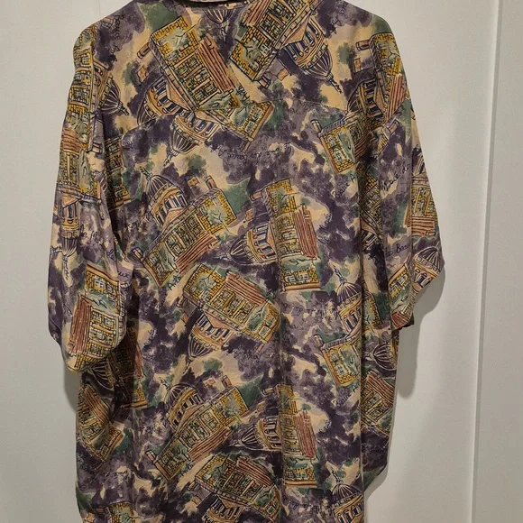 Vintage 90’s Silk Club Button Up Short Sleeve Shirt - Picture 6 of 11